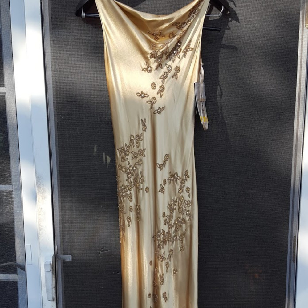 Beautiful gold evening dress Bias Cut